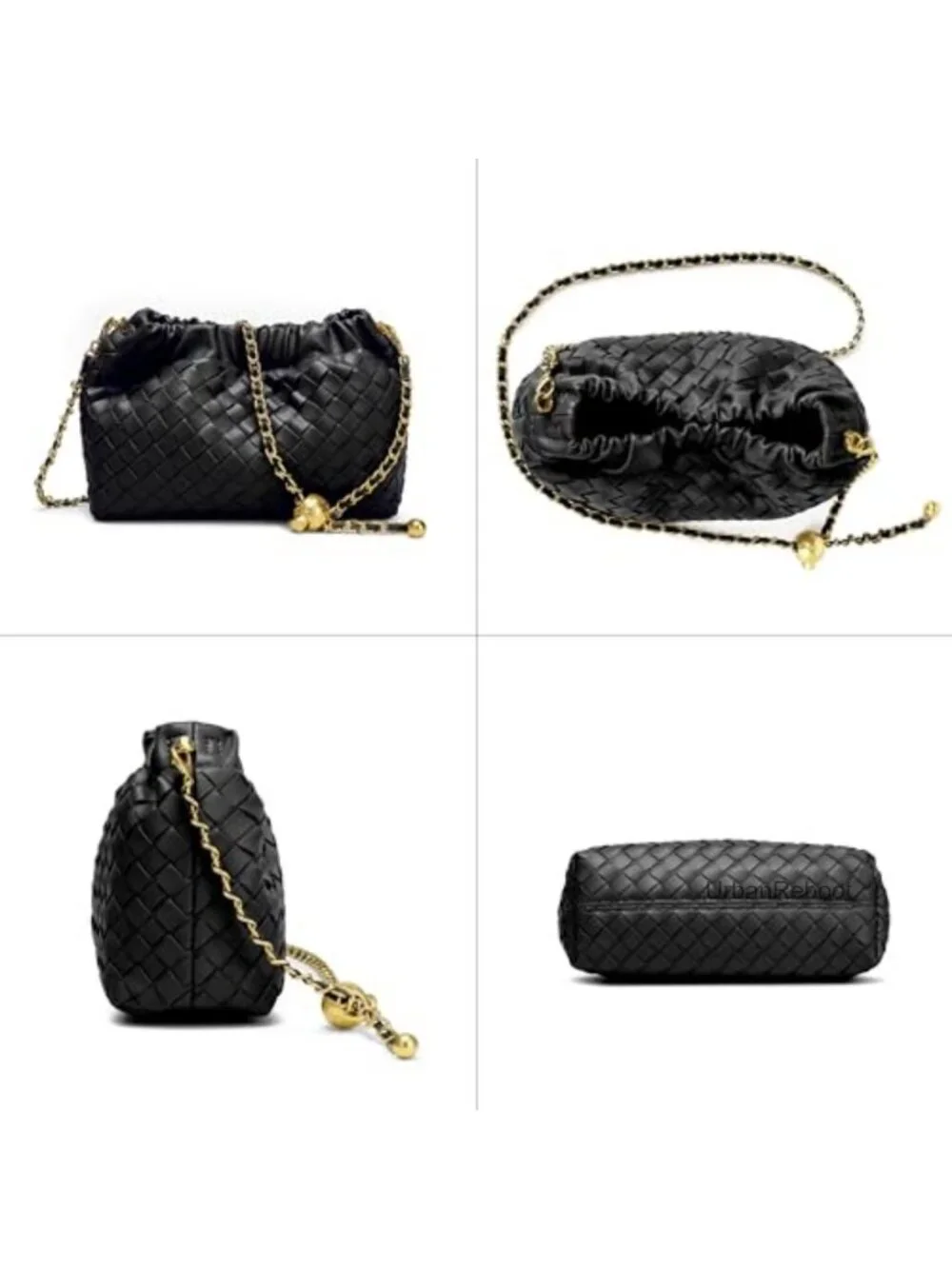 Woven Faux Leather Crossbody Bag Evening Clutch Hobo Purse